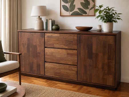 Wide solid-wood sideboard