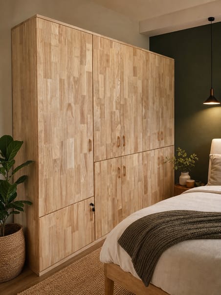 Full-height solid-wood wardrobe