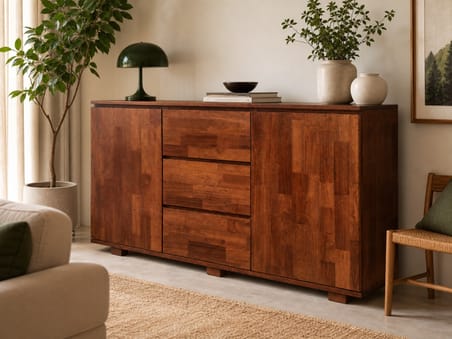 Low solid-wood storage cabinet