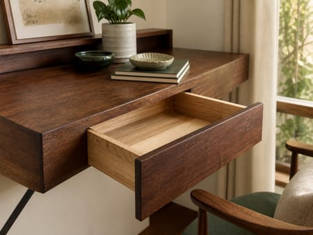 Solid-wood drawer detail
