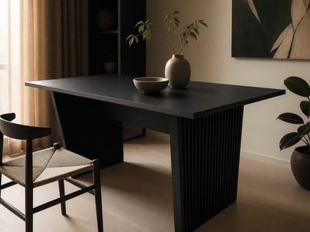 Black sculptural dining table