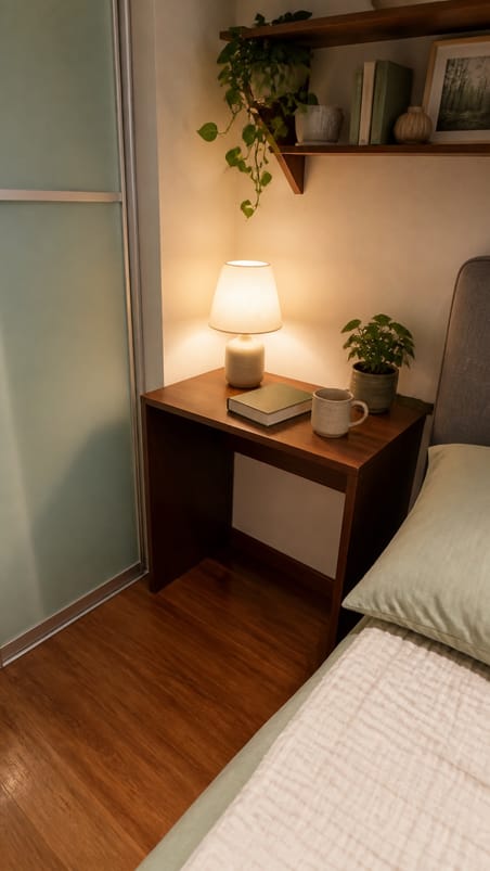 A bedside table for a tight gap