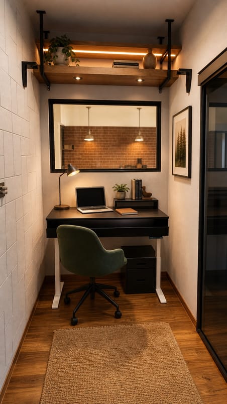 Standing desk in a small nook