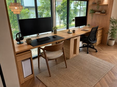 Two-person window-ledge desk